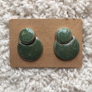 Vintage Green Flexing Dangling Earrings with Gold Trim